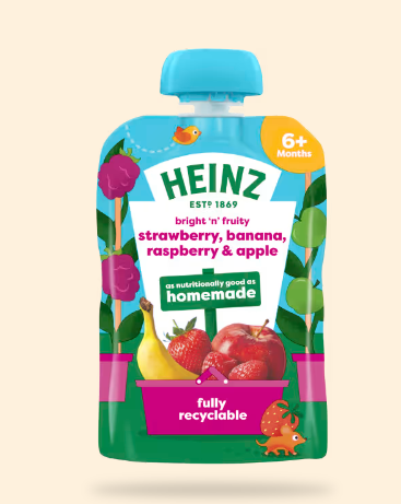 HEINZ bright 'n' fruity strawberry, banana, raspberry & apple