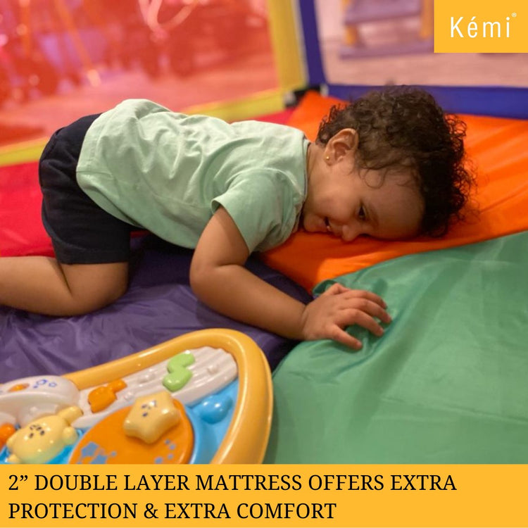 Kemi 6 Panel Baby Playpen with 2 inch Mattress | 5ft x 5ft | Sturdy Frame | 24" (H) x 36" (L) | Export Quality