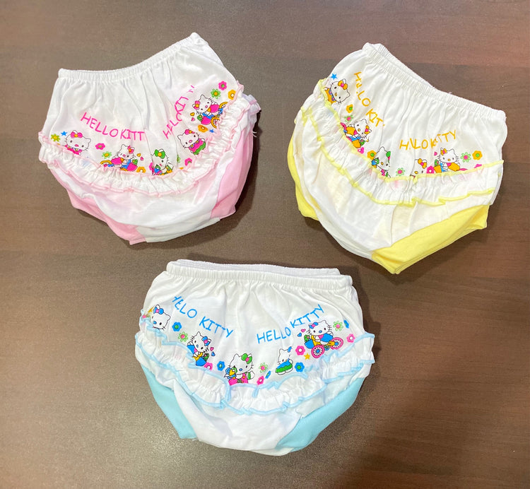 Baby Girl Pants | 100% Cotton | 3pcs Per Pack | Colour Pants | Baby Pants | Baby Frill Panty | Kids Dress | Three Colours | High Quality