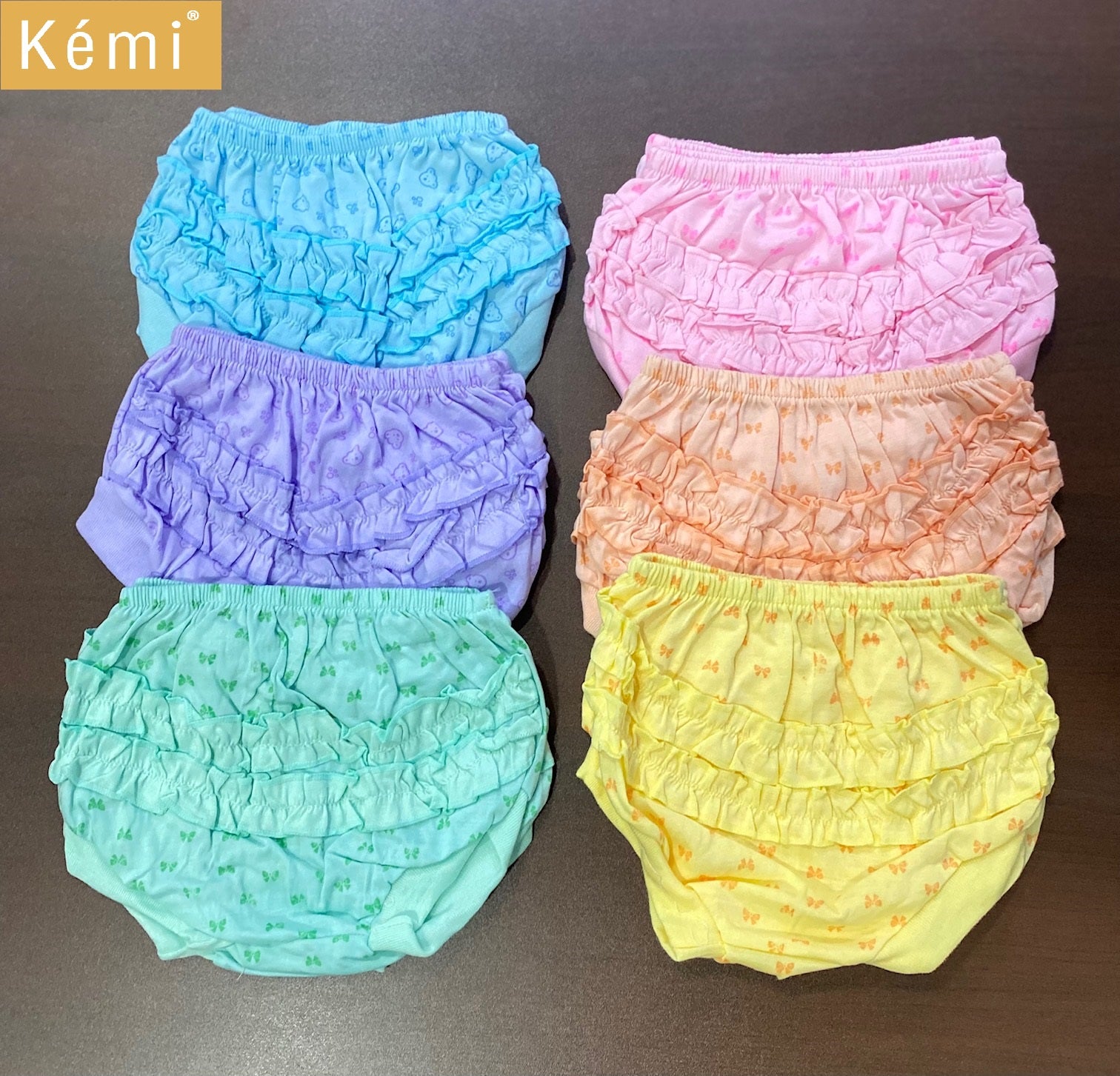 Baby Girl Pants | 100% Cotton | 6pcs Per Pack | Colour Pants | Baby Pants | Baby Frill Panty | Kids Dress | Mix Colours | High Quality