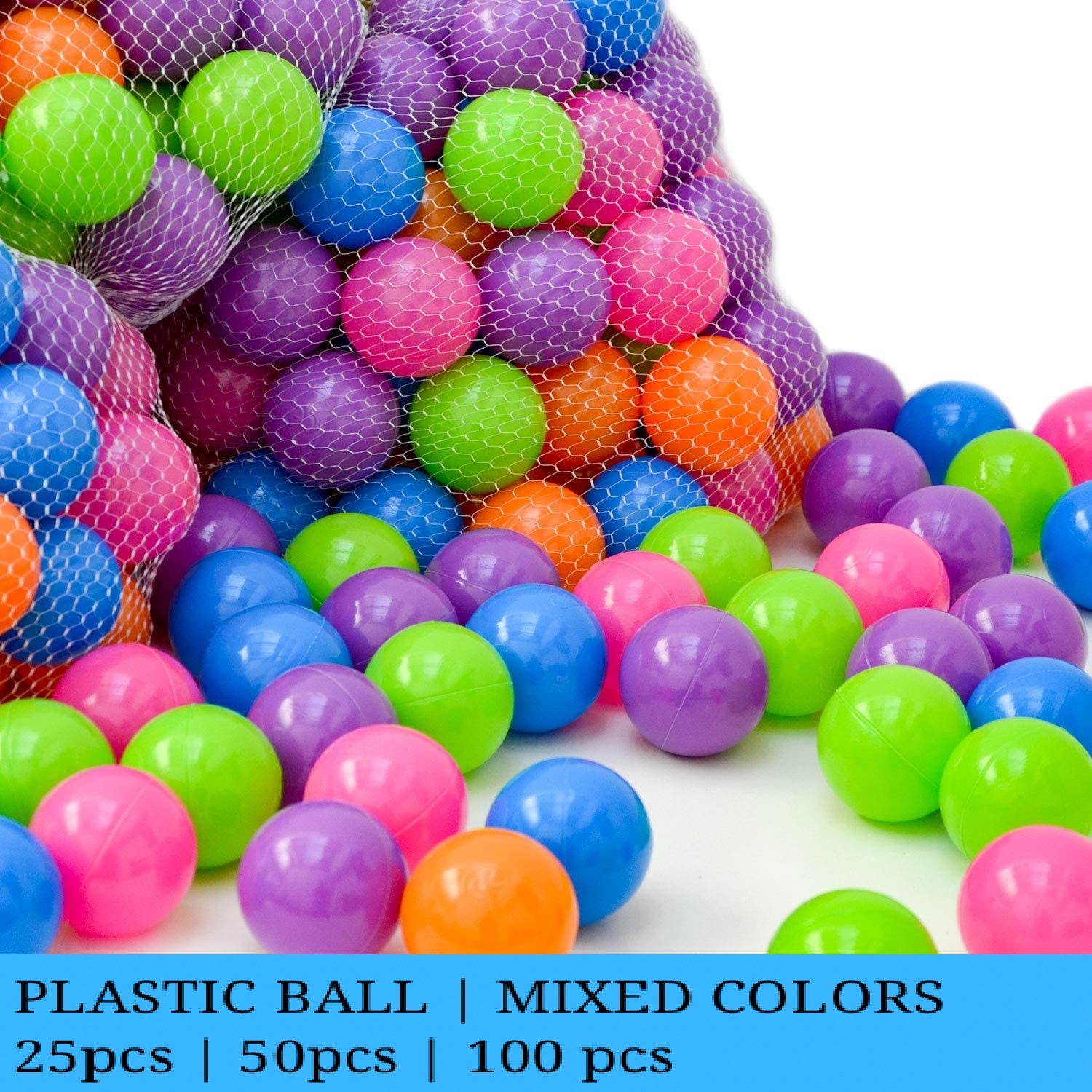 Baby Ball Set | Kids Ball | Balls Toys for Kids | Multicolored Plastic Balls | 100 Balls in 1 Pack | High Quality