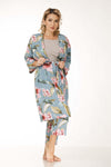 COTTON ROBE IN GREY BLOOMS