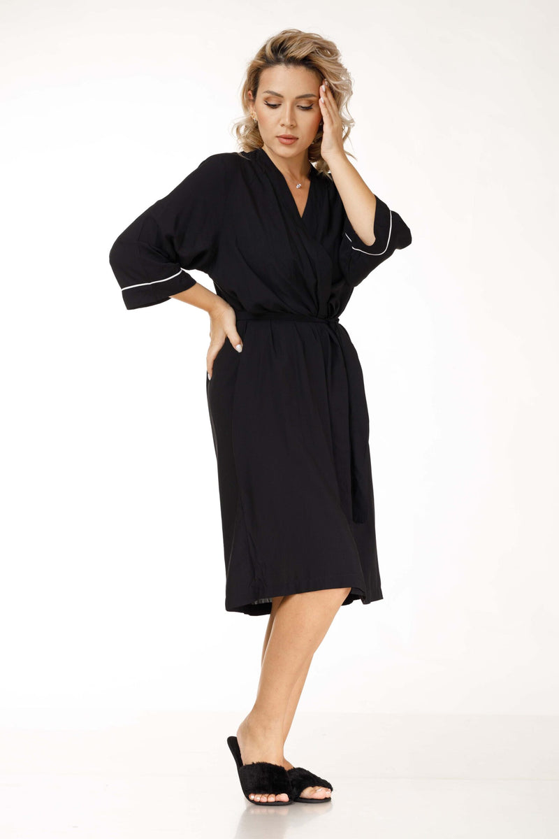 COTTON ROBE IN BLACK