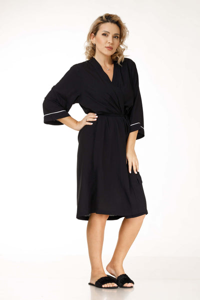 COTTON ROBE IN BLACK