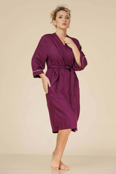 COTTON ROBE IN PLUM