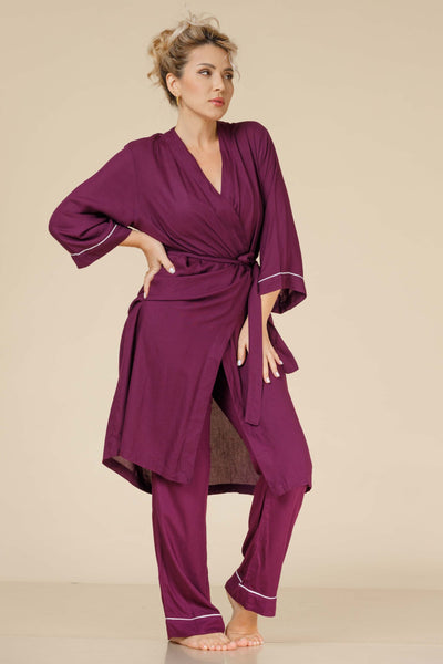 COTTON ROBE IN PLUM