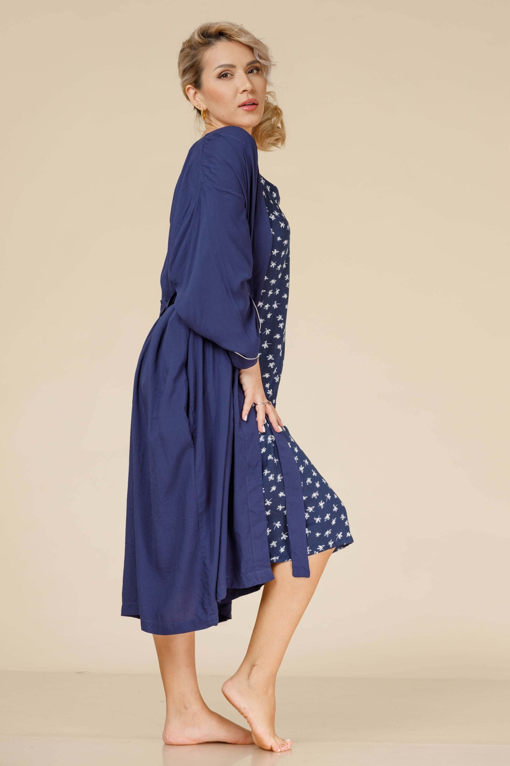 COTTON ROBE IN NAVY