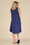 FRONTOPEN COTTON NIGHTDRESS IN NAVY BLUE