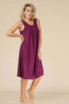 FRONTOPEN COTTON NIGHTDRESS IN PLUM