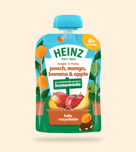 HEINZ bright 'n'  fruity peach,mango,banana & apple