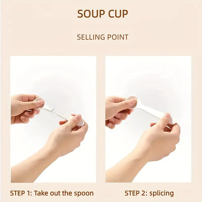 Leak-Proof Stainless Steel Soup Cup with Folding Spoon