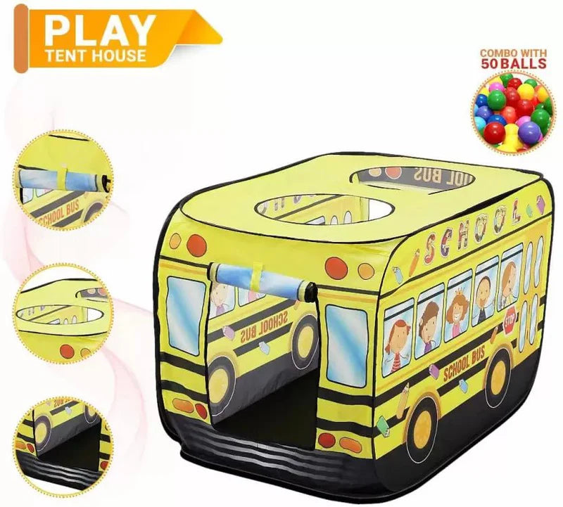 School Bus - Play Tent with 50 Balls | 70 x 70 x 112