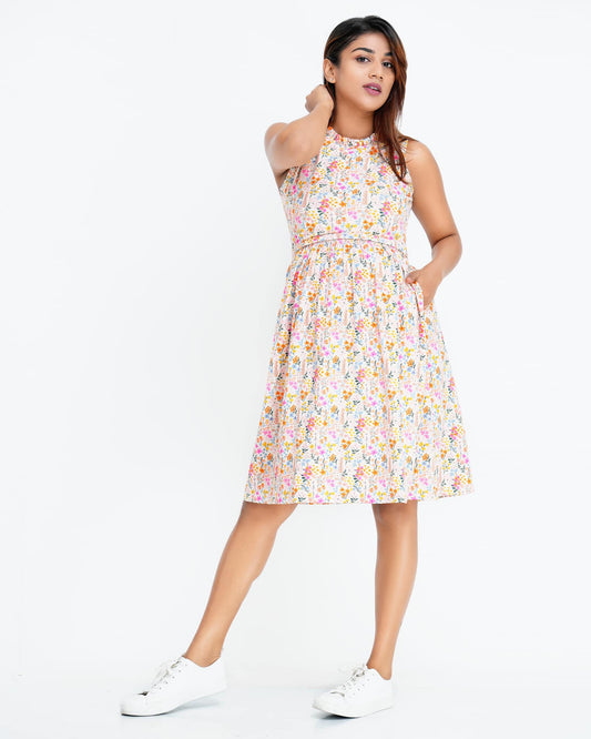 TIARA NECK FIT & FLARE MATERNITY & NURSING DRESS
